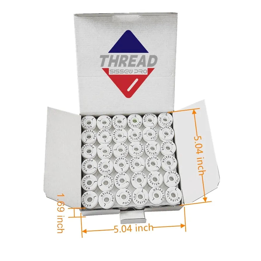 Sissewpro 144pcs White Prewound Bobbin Thread, 75D/2 Embroidery Bobbins Thread, Cardboard Bobbin L for Brother Singer Ricoma Sewing Machine Embroidery & Babylock & More