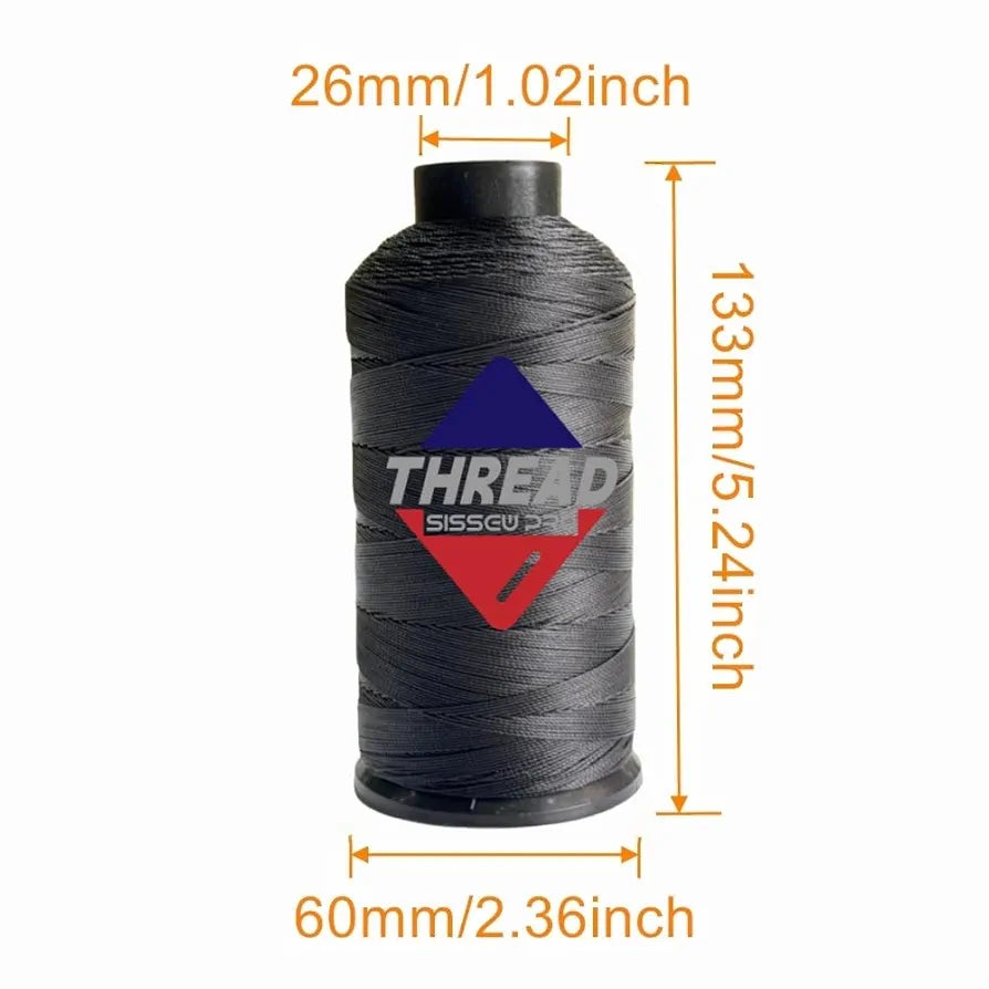 Sissewpro Bonded Nylon Thread 138 Upholstery Thread Heavy Duty for Sewing Machine Strong Black Threads for Leather Crafts Furniture Cusion,Boats Car Cover Seats,Canvas,Tex135, 4oz 750yds