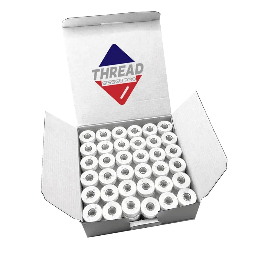 Sissewpro 144pcs White 70D/2 Prewound Bobbin Thread, Plastic Embroidery Bobbins Size L, SA155 Sewing Bobbins Thread for Brother, Babylock, Singer, Husqvarna Viking, Pfaff Embroidery Machines