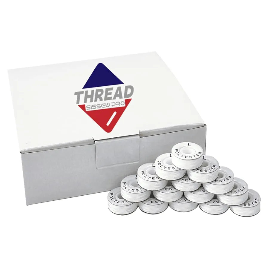 Sissewpro 144pcs White Prewound Bobbin Thread, 75D/2 Embroidery Bobbins Thread, Cardboard Bobbin L for Brother Singer Ricoma Sewing Machine Embroidery & Babylock & More
