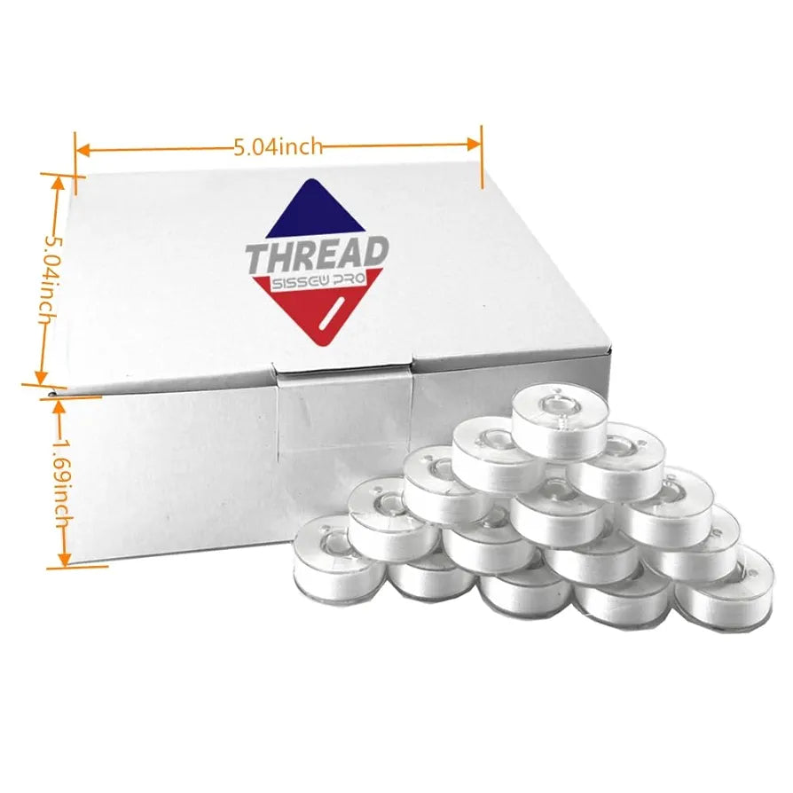 Sissewpro 144pcs White 70D/2 Prewound Bobbin Thread, Plastic Embroidery Bobbins Size L, SA155 Sewing Bobbins Thread for Brother, Babylock, Singer, Husqvarna Viking, Pfaff Embroidery Machines