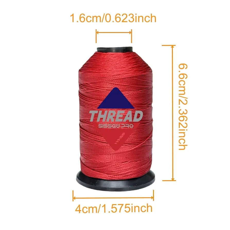 Sissewpro Bonded Nylon Thread 69 Upholstery Thread Heavy Duty Threads for Sewing Machine Strong Black Threads for Leather, Beading, Hair Weaving, Denim, Canvas,Webbings Tex70, 1oz 375yds(2, Red)