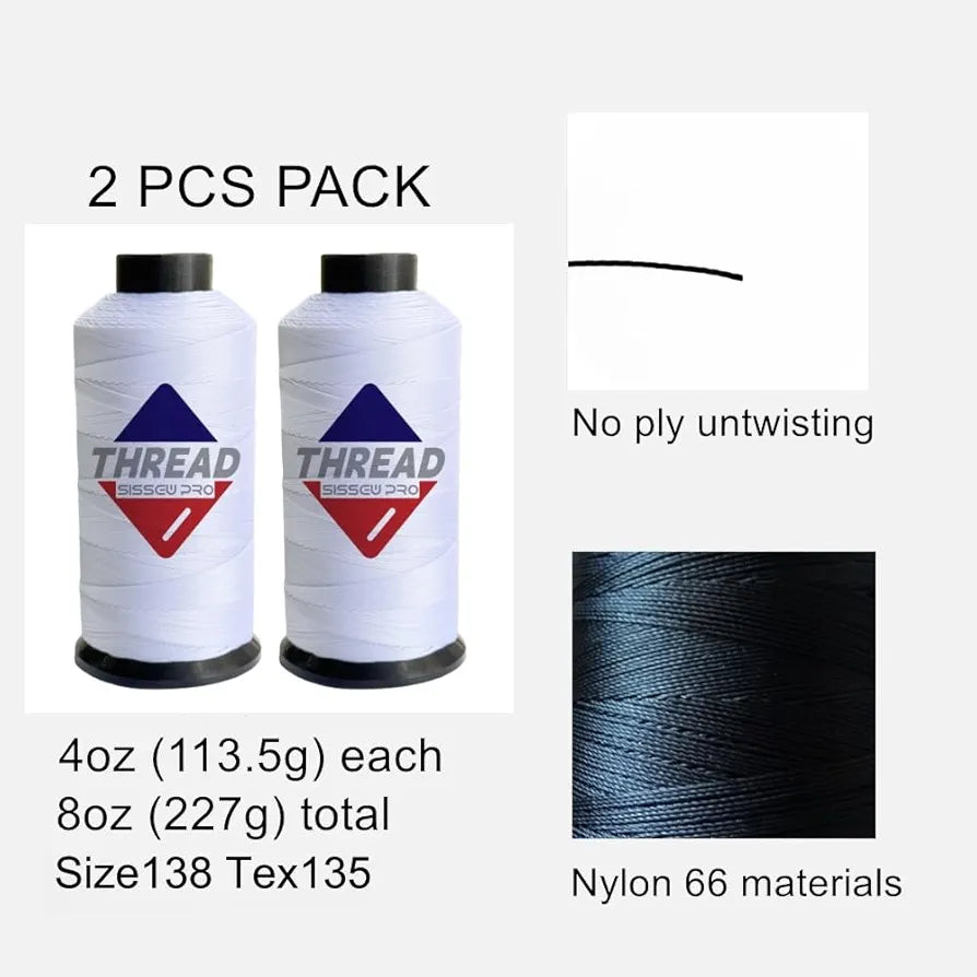 Sissewpro Bonded Nylon Thread 138 Upholstery Thread Heavy Duty for Sewing Machine Strong Black Threads for Leather Crafts Furniture Cusion,Boats Car Cover Seats,Canvas,Tex135, 4oz 750yds