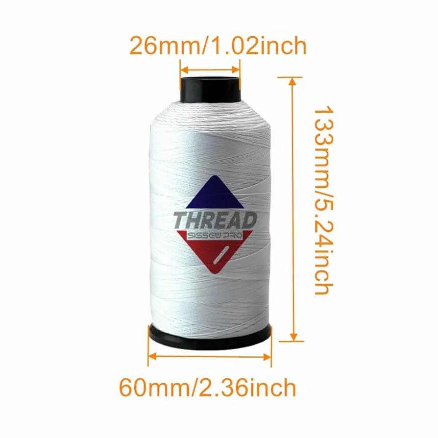 Sissewpro Bonded Nylon Thread 69 Upholstery Thread Heavy Duty Threads for Sewing Machine Strong Black Threads for Leather, Beading, Hair Weaving, Denim, Canvas,Webbings Tex70, 4oz 1500yds(2, BK,WH)