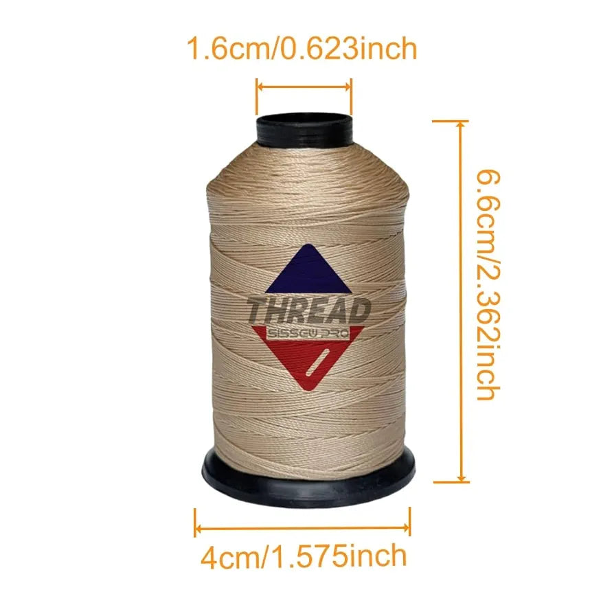 Sissewpro Bonded Nylon Thread 69 Upholstery Thread Heavy Duty Threads for Sewing Machine Strong Black Threads for Leather, Beading, Hair Weaving, Denim, Canvas,Webbings Tex70, 1oz 375yds(2, Beige)
