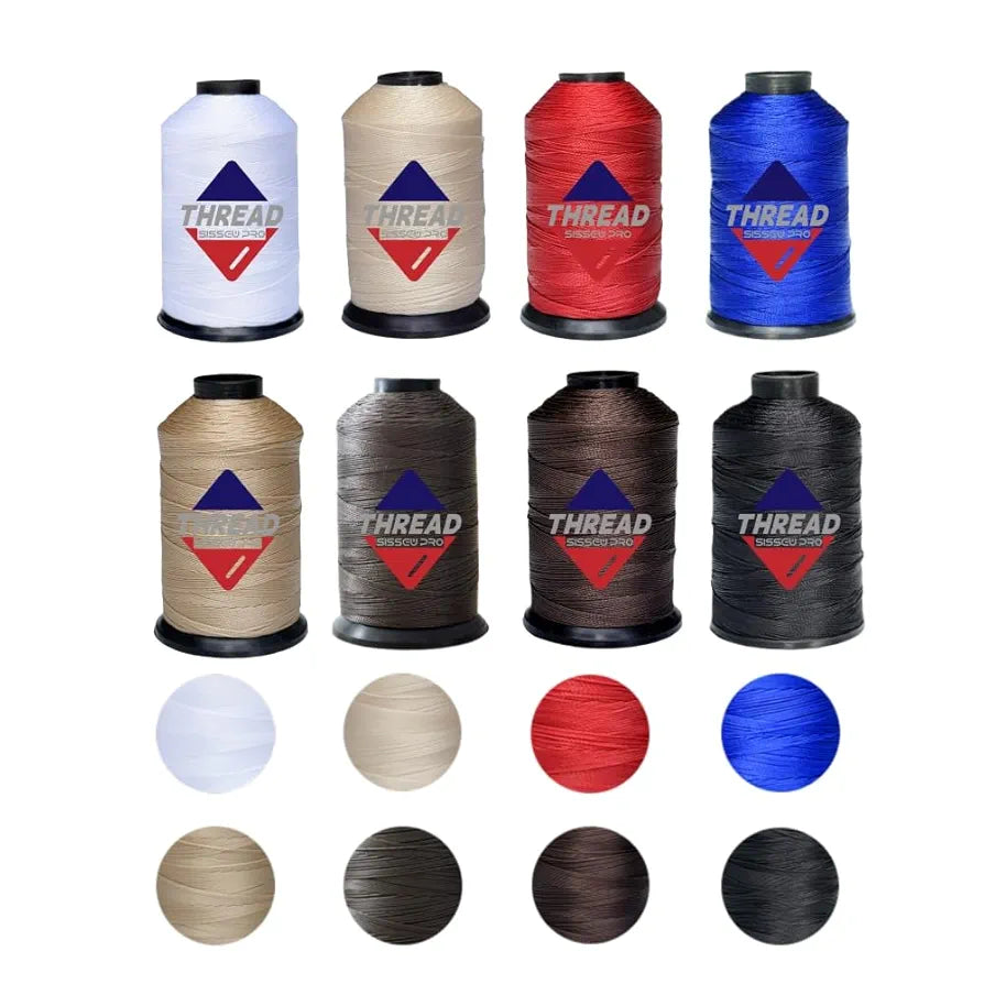 Sissewpro 8 Colors Bonded Nylon Thread 69 Upholstery Thread Heavy Duty Threads for Sewing Machine Leather, Beading, Hair Weaving, Denim, Canvas,Webbings Tex70, 1oz 375 yds Each(8, Colors)