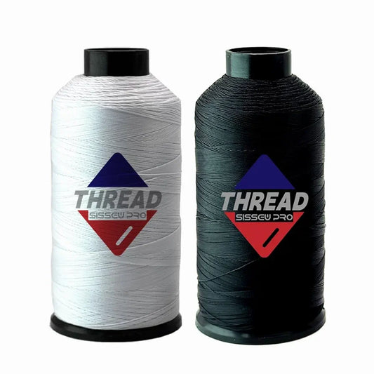 Sissewpro Bonded Nylon Thread 69 Upholstery Thread Heavy Duty Threads for Sewing Machine Strong Black Threads for Leather, Beading, Hair Weaving, Denim, Canvas,Webbings Tex70, 4oz 1500yds(2, BK,WH)