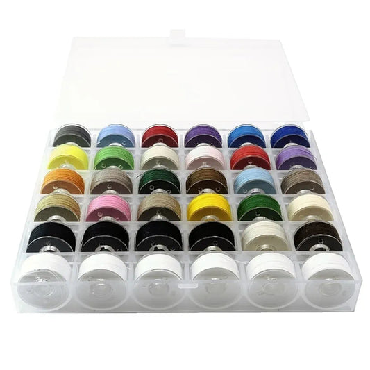Sissewpro 36pcs Colors 60S/2 Prewound Bobbin Thread, Plastic Size A SA156 Embroidery Bobbins, Cottonized Soft Feel Sewing Machine Bobbin for Brother Singer Janome Babylock Sewing& Embroidery