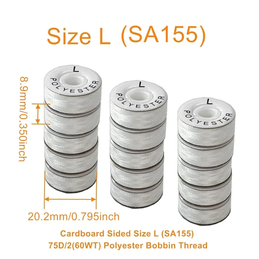 Sissewpro 144pcs White Prewound Bobbin Thread, 75D/2 Embroidery Bobbins Thread, Cardboard Bobbin L for Brother Singer Ricoma Sewing Machine Embroidery & Babylock & More