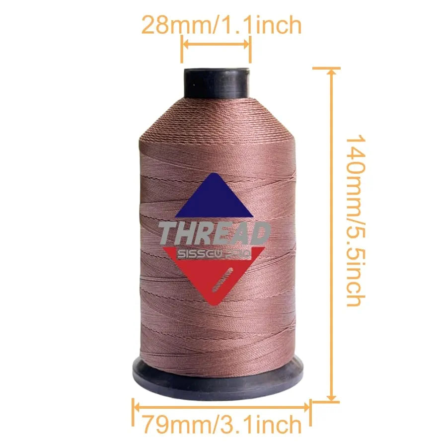 Sissewpro Bonded Nylon Thread 138 Upholstery Thread Heavy Duty for Sewing Machine Strong Brown Threads for Leather Crafts Furniture Cusion,Boats Car Cover Seats,Canvas,T135, 8oz 1500yds