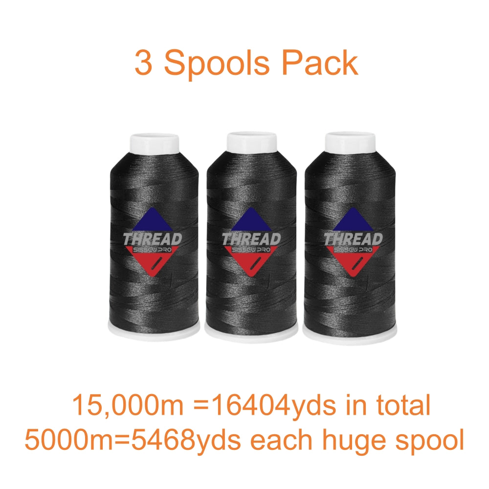 40WT Polyester Machine Embroidery Thread 5000m Spool 4 PACK (4, 2Black+2White)