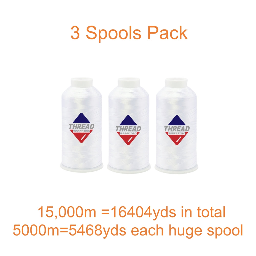 40WT Polyester Machine Embroidery Thread 5000m Spool 4 PACK (4, 2Black+2White)