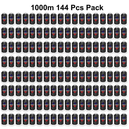SissewPro 40WT Polyester Embroidery Thread 120D/2 1000m Spool (Black, 144pcs)