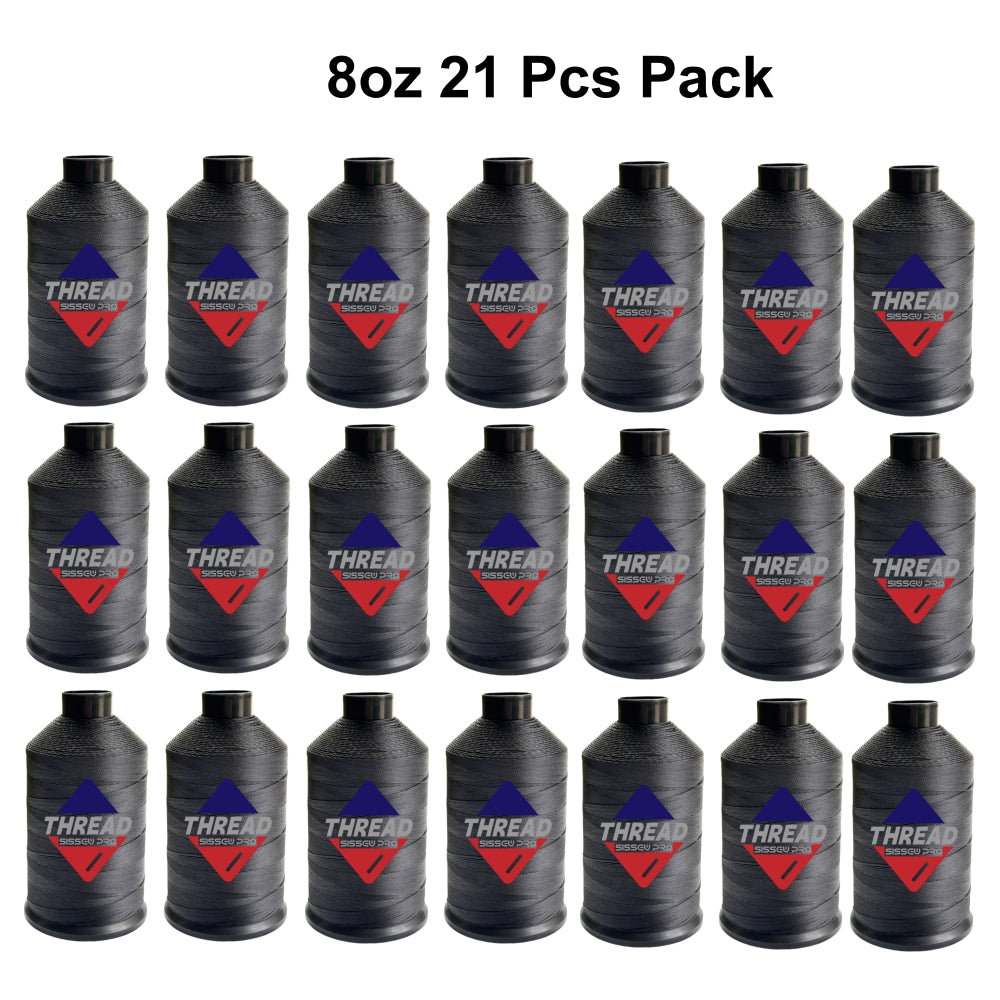Sissewpro Tex135 Bonded Nylon Thread 138 420D/3, 8oz 1500yds（Black, 21 pcs）