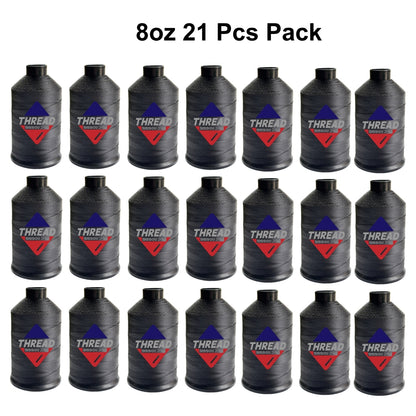 Sissewpro Tex135 Bonded Nylon Thread 138 420D/3, 8oz 1500yds（Black, 21 pcs）