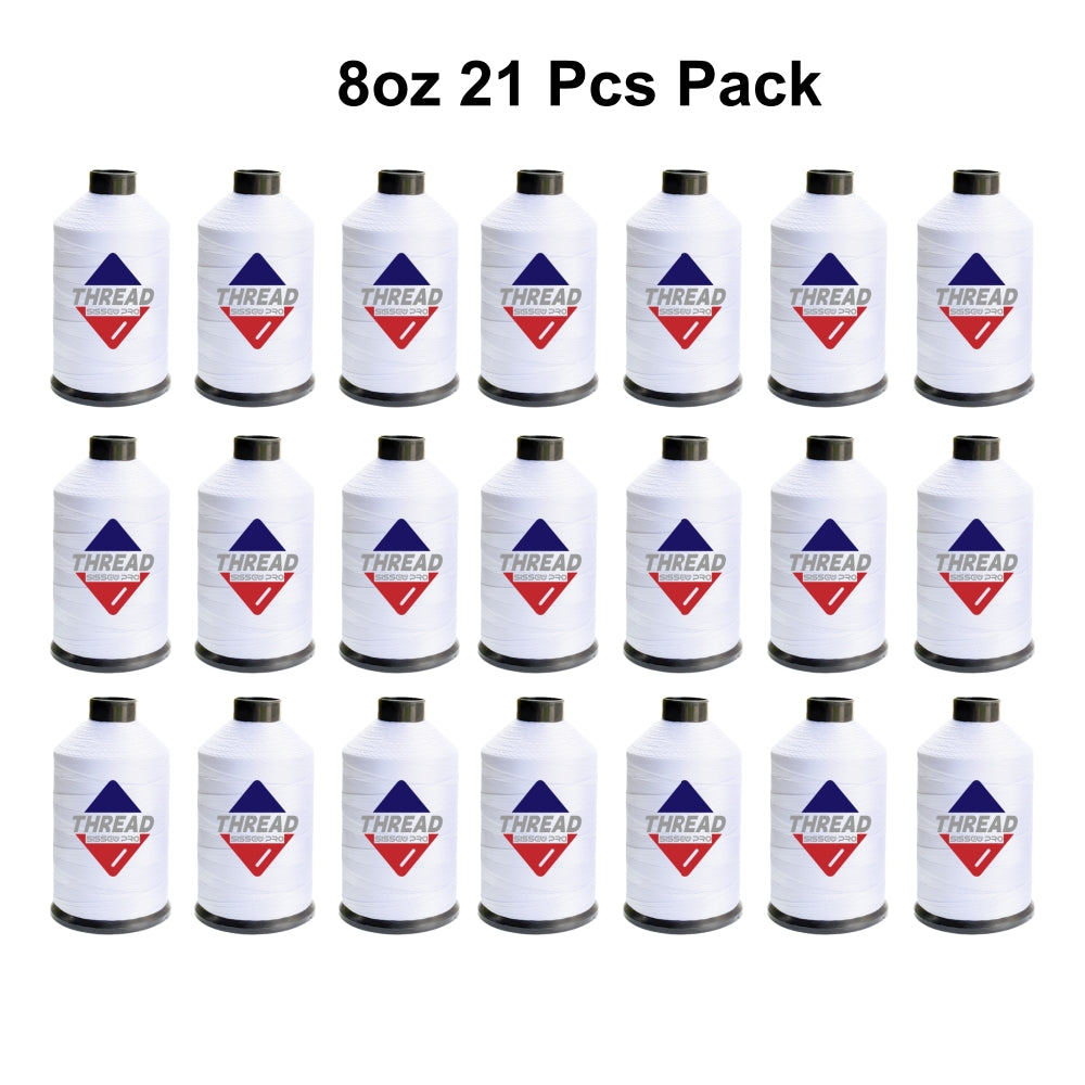 Sissewpro Tex135 Bonded Nylon Thread 138 420D/3, 8oz 1500yds（White,21 pcs）