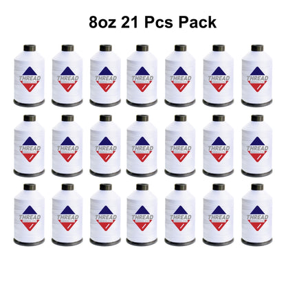Sissewpro Tex135 Bonded Nylon Thread 138 420D/3, 8oz 1500yds（White,21 pcs）