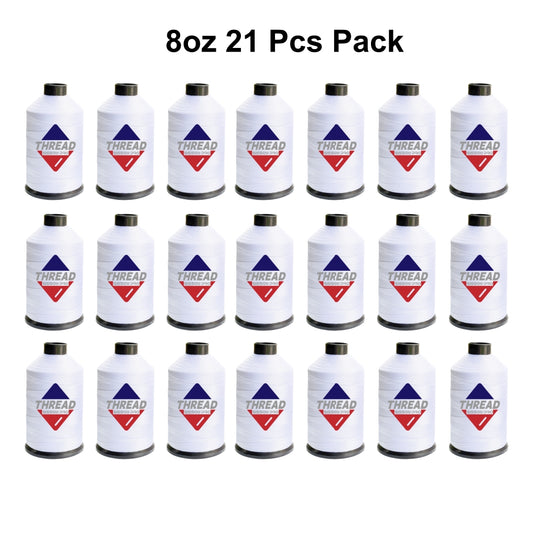 Sissewpro Tex135 Bonded Nylon Thread 138 420D/3, 8oz 1500yds（White,21 pcs）