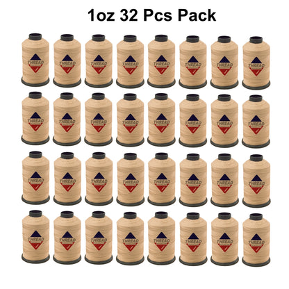 Sissewpro Tex70 Bonded Nylon Thread 69 210D/3, 1oz 375yds（Beige, 36 pcs）