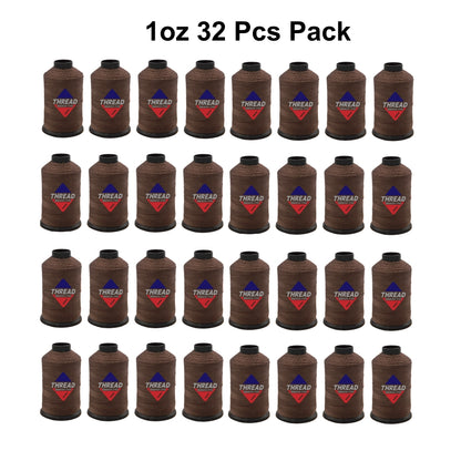 Sissewpro Tex70 Bonded Nylon Thread 69 210D/3, 1oz 375yds（Brown, 32 pcs）
