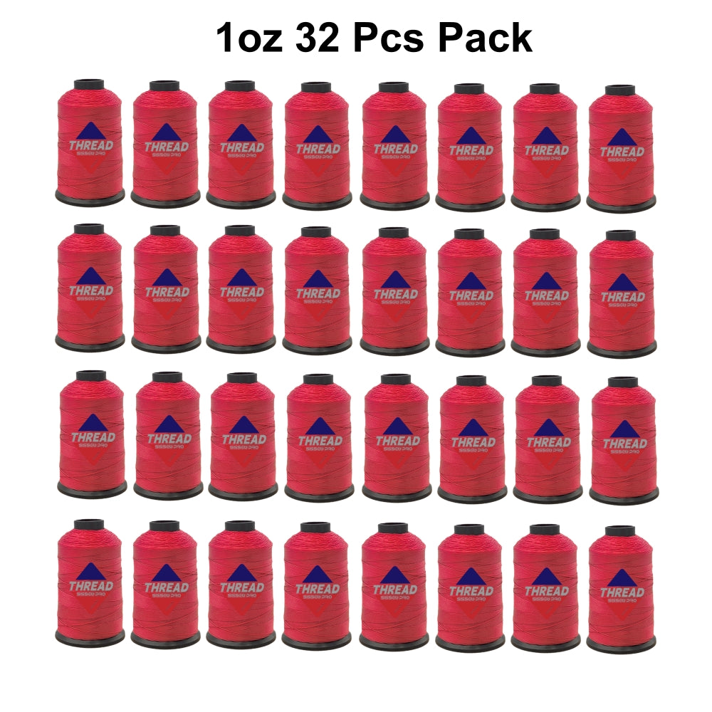 Sissewpro Tex70 Bonded Nylon Thread 69 210D/3, 1oz 375yds（Red, 36 pcs)