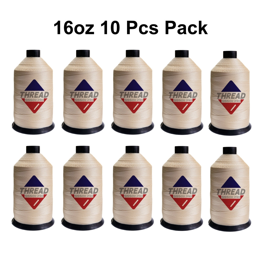 Sissewpro Tex210 Bonded Nylon Thread 207 630D/3, 16oz 2000yds（Natural,10pcs）