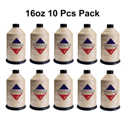 Sissewpro Tex210 Bonded Nylon Thread 207 630D/3, 16oz 2000yds（Natural,10pcs）