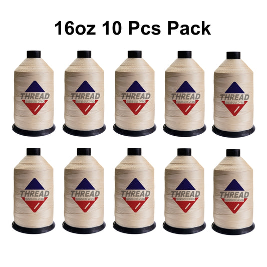 Sissewpro Tex210 Bonded Nylon Thread 207 630D/3, 16oz 2000yds（Natural,10pcs）