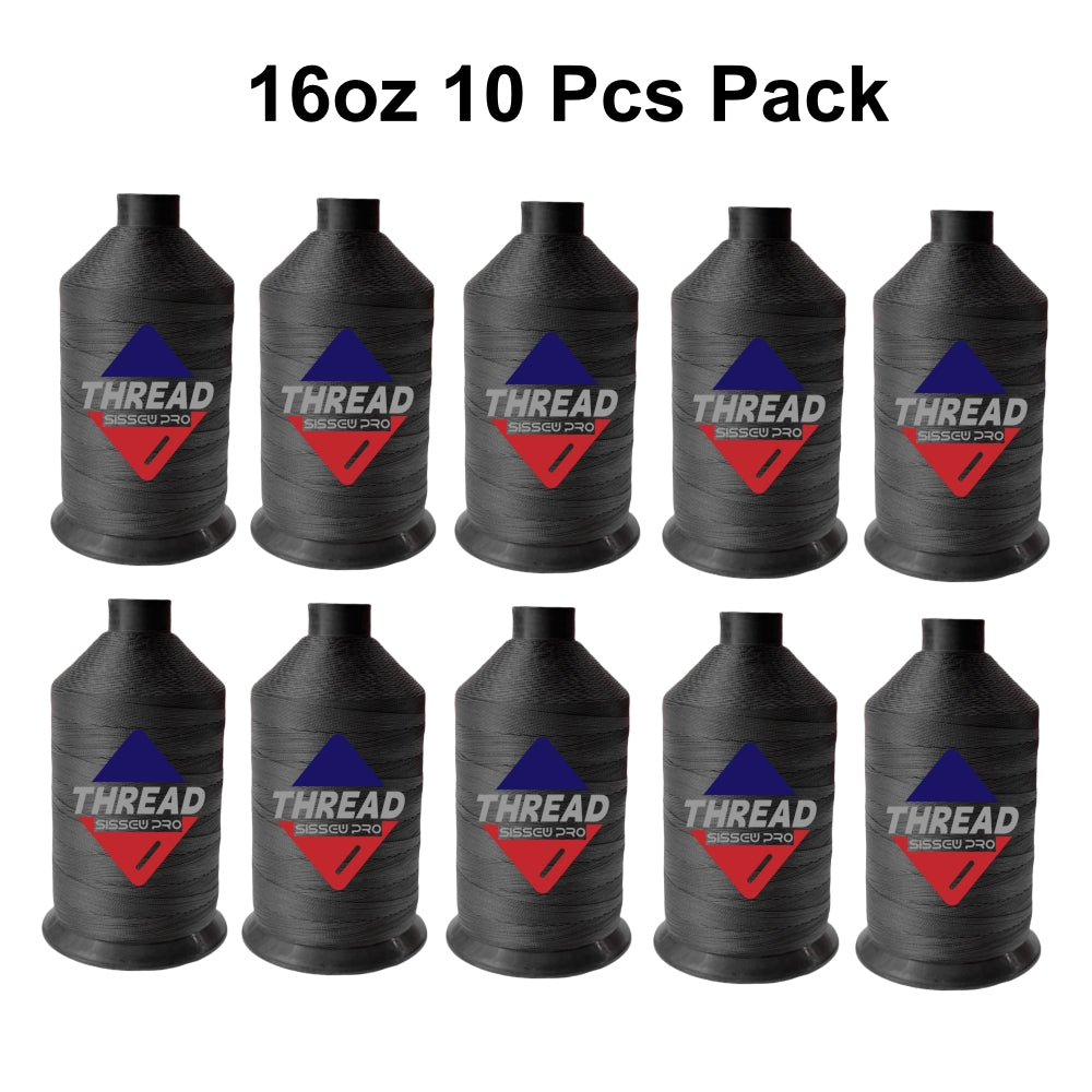 Sissewpro Tex210 Bonded Nylon Thread 207 630D/3, 16oz 2000yds(Black,10 ...