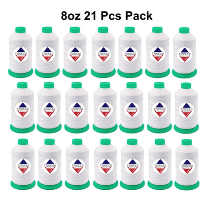 Sissew Pro UV Resistance Bonded Polyester Thread 207 Tex210 1000yds 8oz（White,21 pcs）