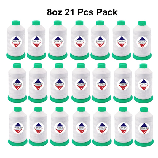 Sissew Pro UV Resistance Bonded Polyester Thread 207 Tex210 1000yds 8oz（White,21 pcs）