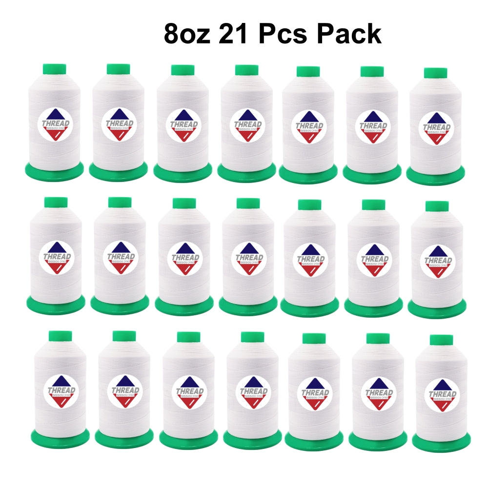 Sissew Pro UV Resistance Bonded Polyester Thread 92 Tex90 2350yds 8oz（White,21 pcs）