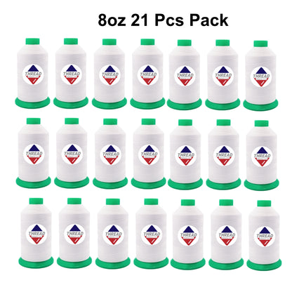 Sissew Pro UV Resistance Bonded Polyester Thread 92 Tex90 2350yds 8oz（White,21 pcs）