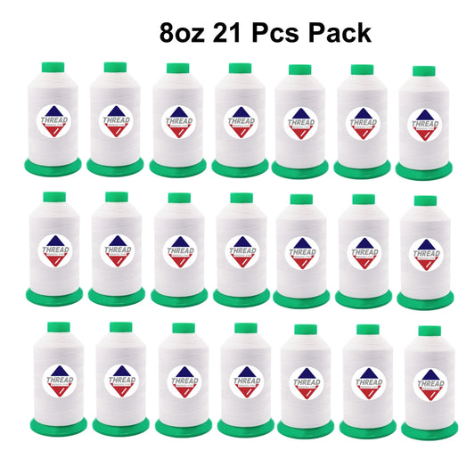 Sissew Pro UV Resistance Bonded Polyester Thread 92 Tex90 2350yds 8oz（White,21 pcs）