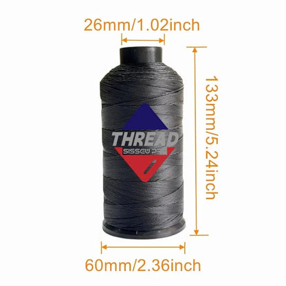Sissewpro Bonded Nylon Thread 138 Upholstery Thread Heavy Duty for Sewing Machine Strong Black Threads for Leather Crafts Furniture Cusion,Boats Car Cover Seats,Canvas,Tex135, 4oz 750yds 