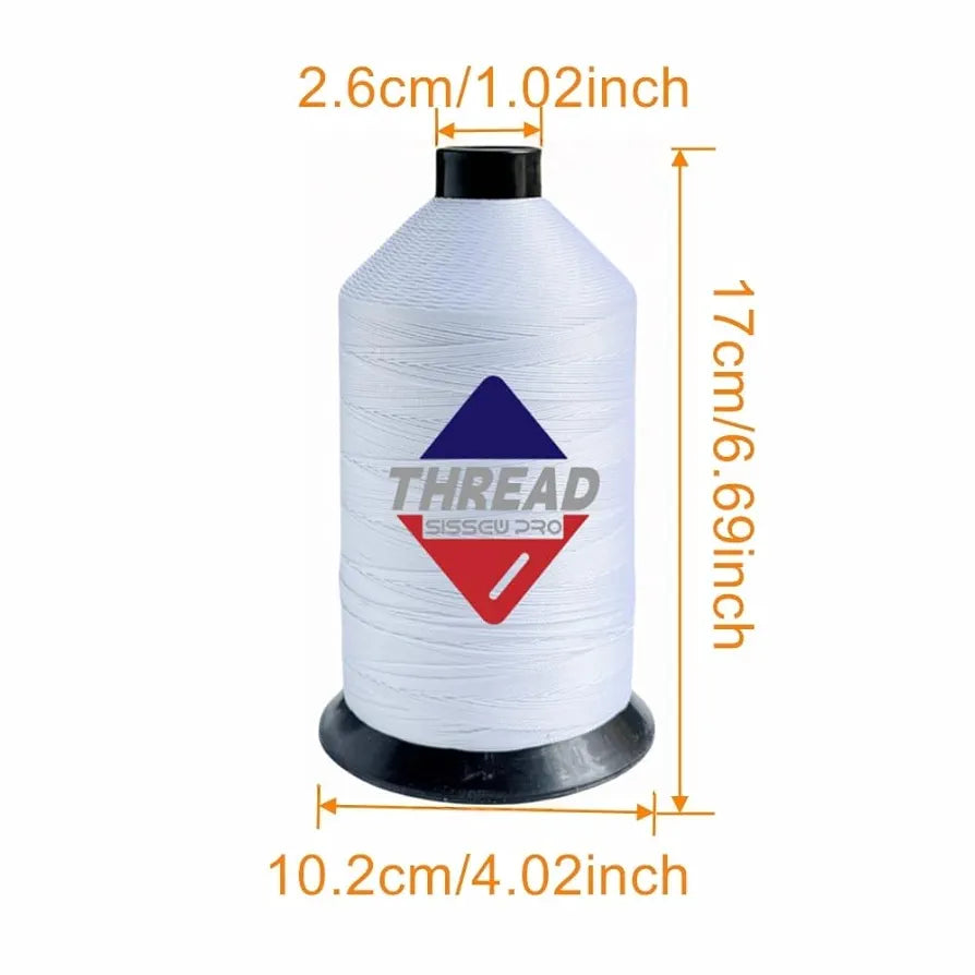 Sissewpro 16oz 207 Bonded Nylon Thread for Sewing Machine Leather Stitching Repair, T210 Thick Nylon White Sewing Thread for Upholstery Heavy Duty, Saddles,Furniture, Awnings, #207 Tex210 2000yds