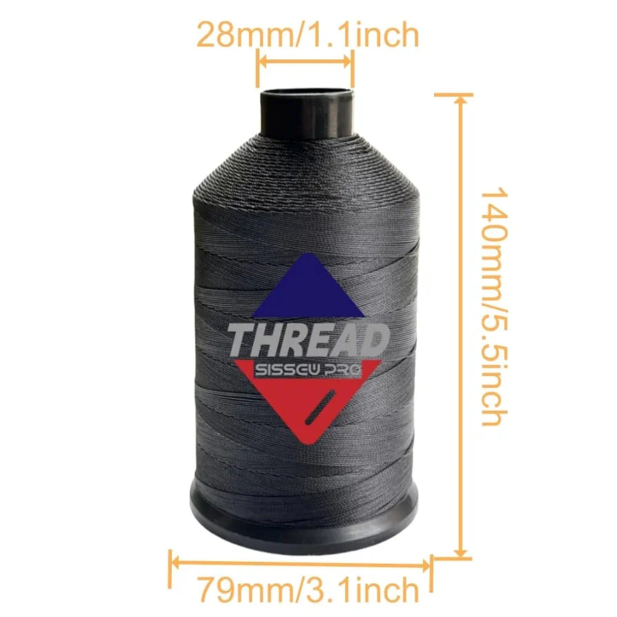 Sissewpro Bonded Nylon Thread 138 Upholstery Thread Heavy Duty for Sewing Machine Strong Black Threads for Leather Crafts Furniture Cusion,Boats Car Cover Seats,Canvas,T135, 8oz 1500yds