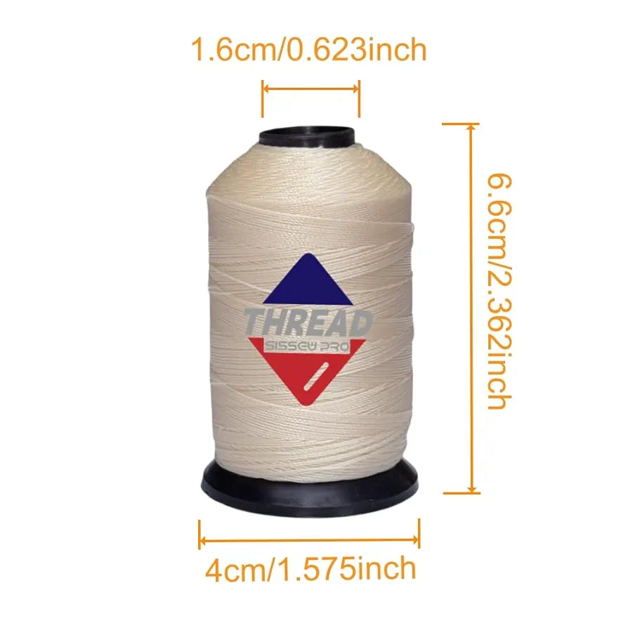 Sissewpro Bonded Nylon Thread 69 Upholstery Thread Heavy Duty Threads for Sewing Machine Strong Black Threads for Leather, Beading, Hair Weaving, Denim, Canvas,Webbings Tex70, 1oz 375yds（2, Natural）
