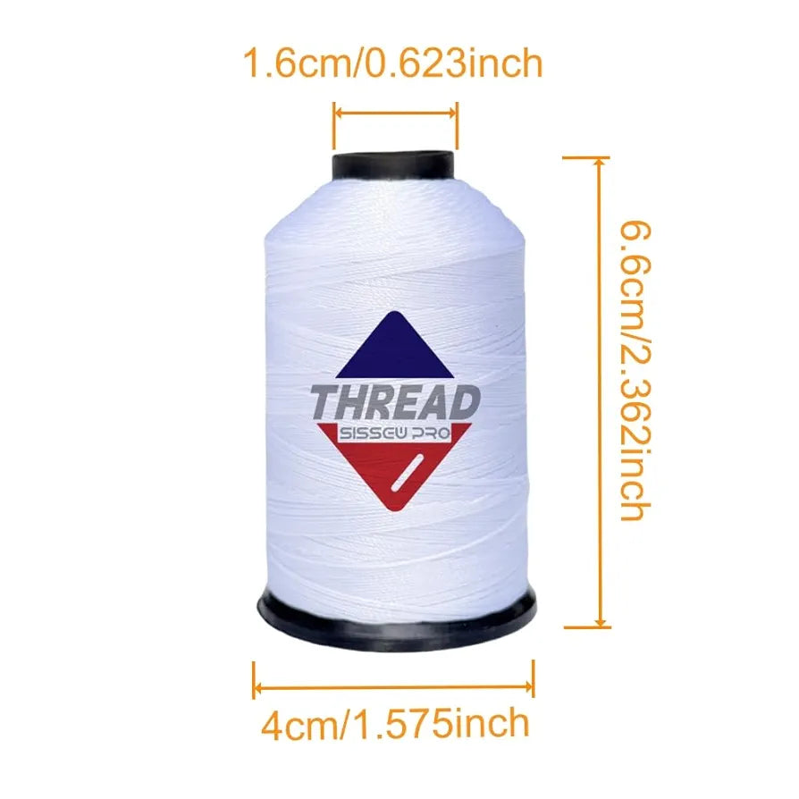 Sissewpro Bonded Nylon Thread 69 Upholstery Thread Heavy Duty Threads for Sewing Machine Strong Black Threads for Leather, Beading, Hair Weaving, Denim, Canvas,Webbings Tex70, 1oz 375yds（2, White）