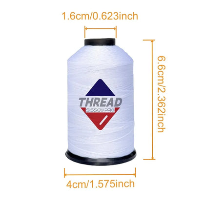 Sissewpro Bonded Nylon Thread 69 Upholstery Thread Heavy Duty Threads for Sewing Machine Strong Black Threads for Leather, Beading, Hair Weaving, Denim, Canvas,Webbings Tex70, 1oz 375yds（2, White）