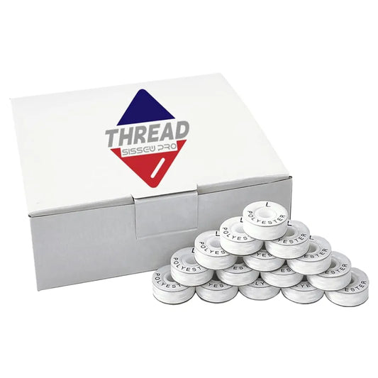 Sissewpro 144pcs White Prewound Bobbin Thread, 75D/2 Embroidery Bobbins Thread, Cardboard Bobbin L for Brother Singer Ricoma Sewing Machine Embroidery & Babylock & More