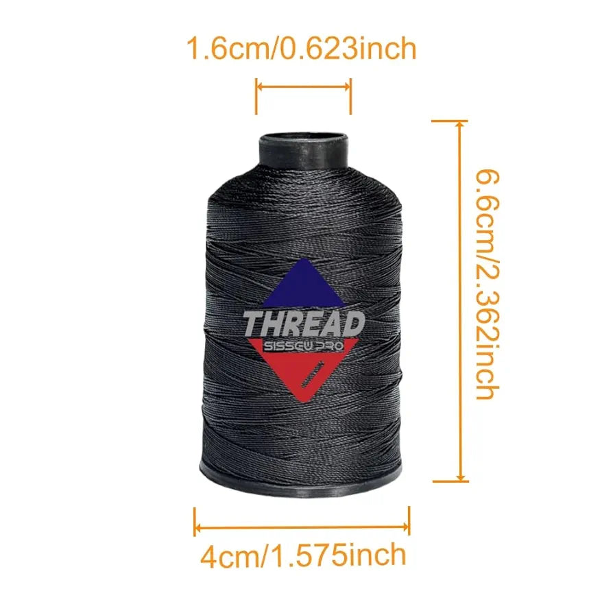 Sissewpro Bonded Nylon Thread 69 Upholstery Thread Heavy Duty Threads for Sewing Machine Strong Black Threads for Leather, Beading, Hair Weaving, Denim, Canvas,Webbings Tex70, 1oz 375yds（2, Black）