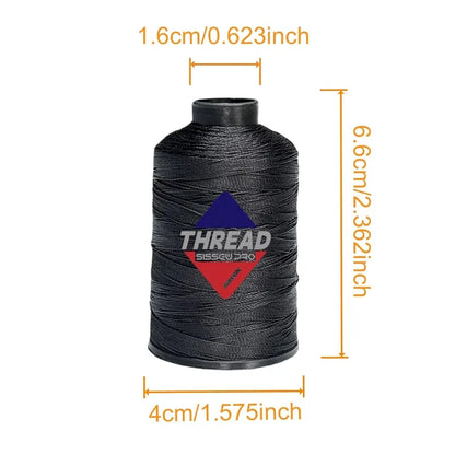Sissewpro Bonded Nylon Thread 69 Upholstery Thread Heavy Duty Threads for Sewing Machine Strong Black Threads for Leather, Beading, Hair Weaving, Denim, Canvas,Webbings Tex70, 1oz 375yds（2, Black）