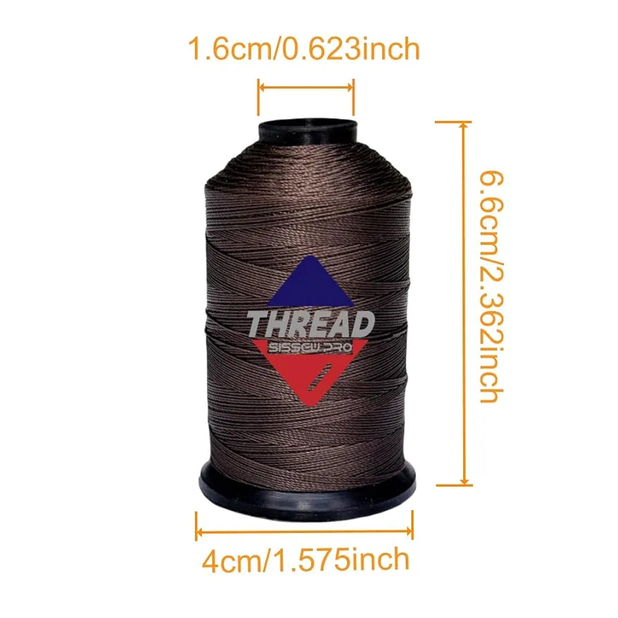 Sissewpro Bonded Nylon Thread 69 Upholstery Thread Heavy Duty Threads for Sewing Machine Strong Black Threads for Leather, Beading, Hair Weaving, Denim, Canvas,Webbings Tex70, 1oz 375yds（2, Brown）