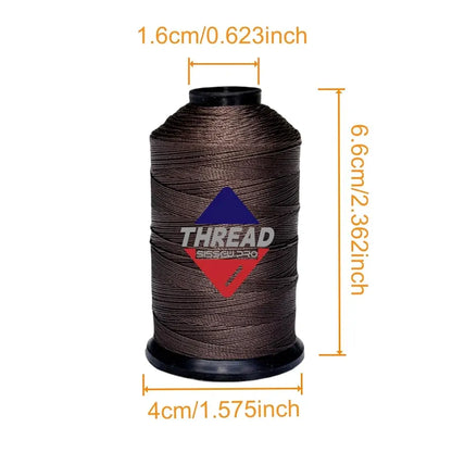Sissewpro Bonded Nylon Thread 69 Upholstery Thread Heavy Duty Threads for Sewing Machine Strong Black Threads for Leather, Beading, Hair Weaving, Denim, Canvas,Webbings Tex70, 1oz 375yds（2, Brown）