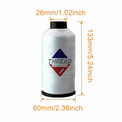 Sissewpro Bonded Nylon Thread 69 Upholstery Thread Heavy Duty Threads for Sewing Machine Strong Black Threads for Leather, Beading, Hair Weaving, Denim, Canvas,Webbings Tex70, 4oz 1500yds（2, White）