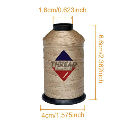 Sissewpro Bonded Nylon Thread 69 Upholstery Thread Heavy Duty Threads for Sewing Machine Strong Black Threads for Leather, Beading, Hair Weaving, Denim, Canvas,Webbings Tex70, 1oz 375yds（2, Beige）