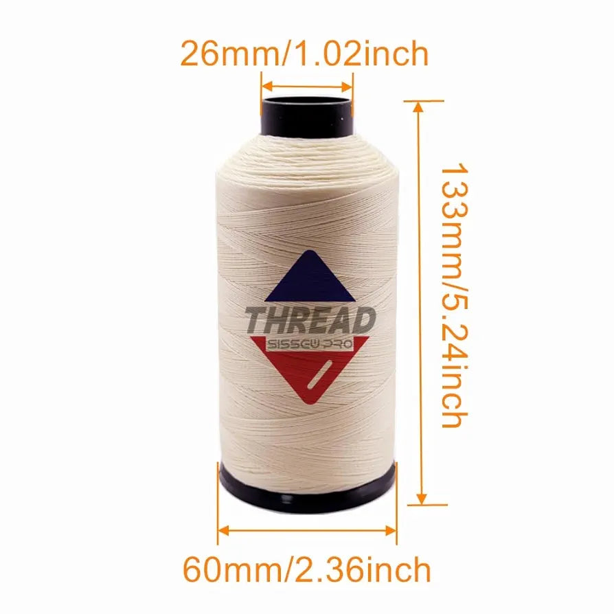 Sissewpro Bonded Nylon Thread 69 Upholstery Thread Heavy Duty Threads for Sewing Machine Strong Black Threads for Leather, Beading, Hair Weaving, Denim, Canvas, Tex70, 4oz 1500yds（3, BK&WH&BGE）