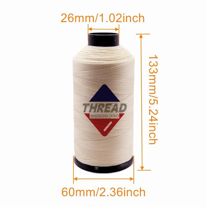 Sissewpro Bonded Nylon Thread 69 Upholstery Thread Heavy Duty Threads for Sewing Machine Strong Black Threads for Leather, Beading, Hair Weaving, Denim, Canvas, Tex70, 4oz 1500yds（3, BK&WH&BGE）