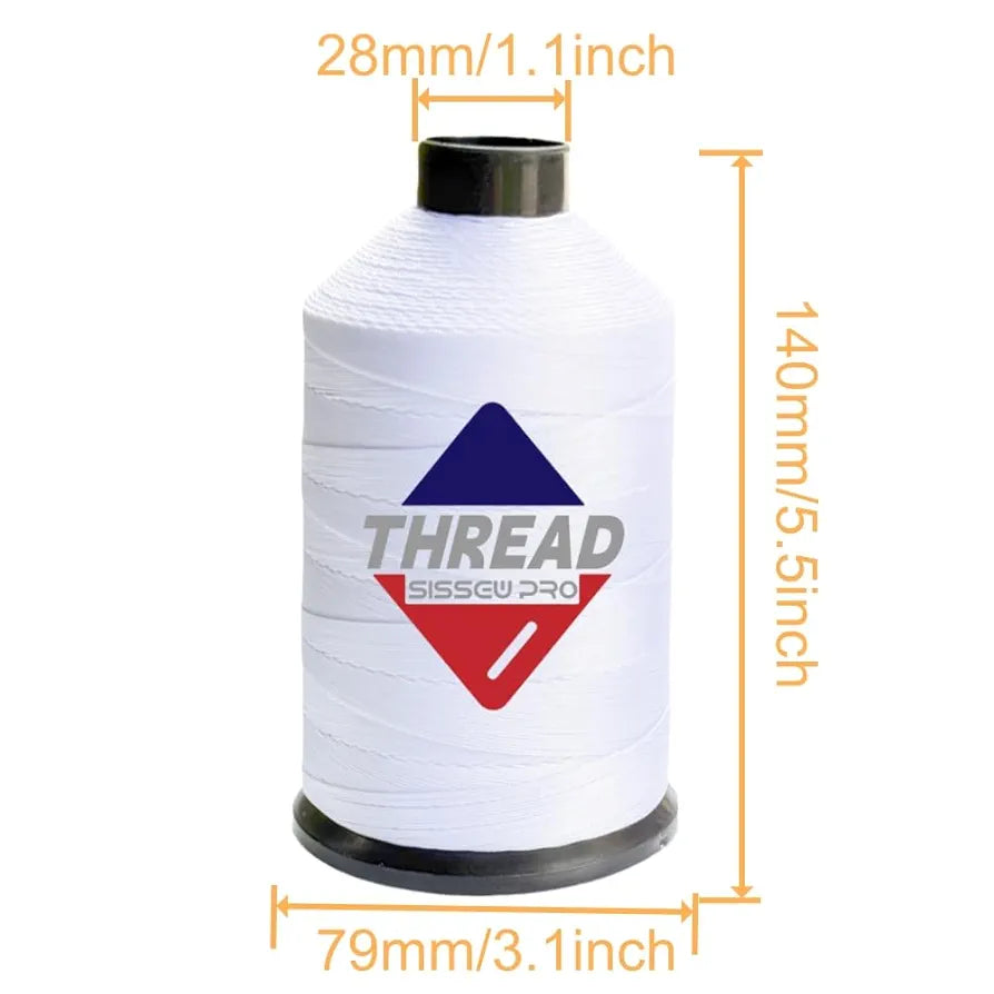 Sissewpro Bonded Nylon Thread 138 Upholstery Thread Heavy Duty for Sewing Machine Strong White Threads for Leather Crafts Furniture Cusion,Boats Car Cover Seats,Canvas,T135, 8oz 1500yds
